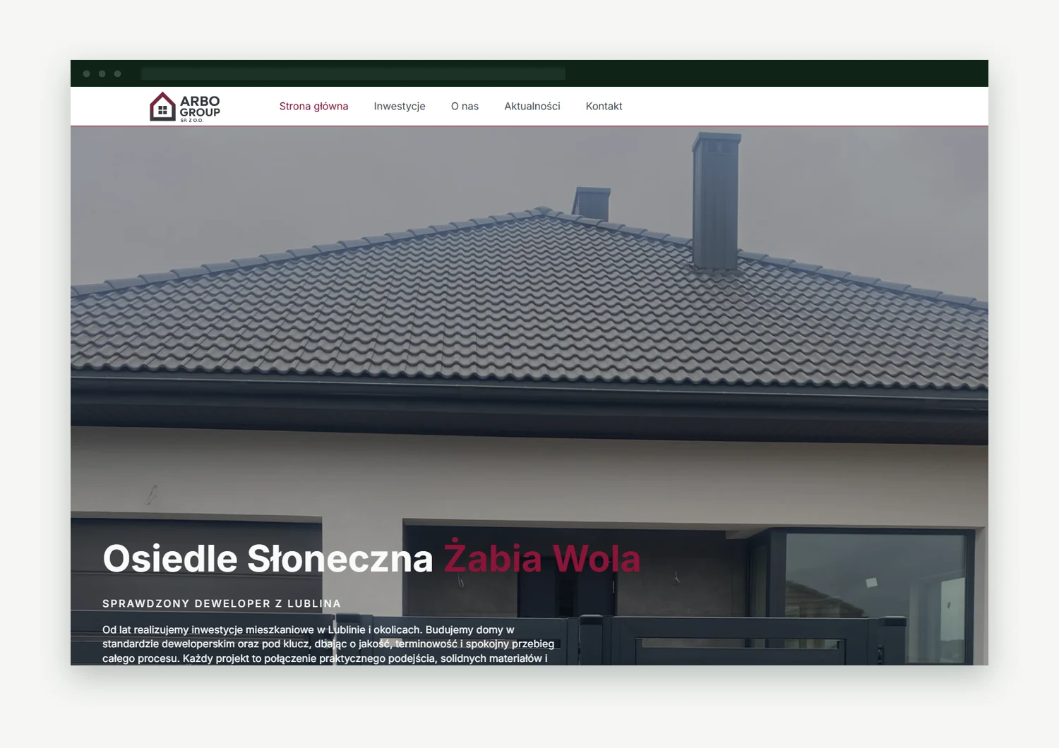 Strona główna serwisu slonecznazabiawola.pl otwarta w oknie przeglądarki