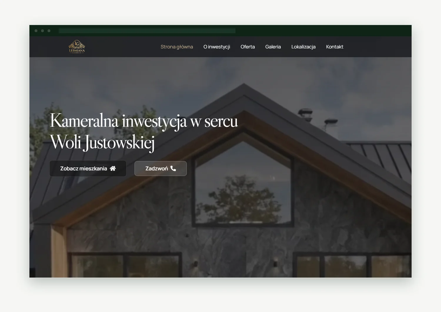Strona główna serwisu lesmianagarden.pl otwarta w oknie przeglądarki